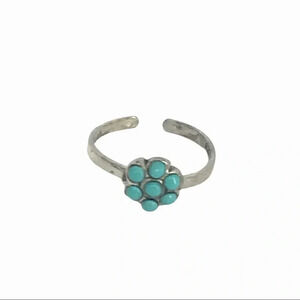 925 TOE RING XS STERLING SILVER BEADED FLOWER ADJUSTABLE OPEN BEACH VACATION